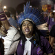 Sonia Guajajara, an indigenous candidate for vice president, participates in a protest against Jair Bolsonaro in September before he won the election.